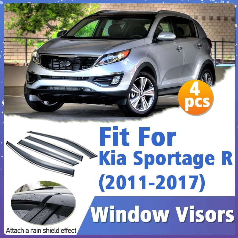 

Window Visor Guard for Kia Sportage R 2011-2017 Vent Cover Trim Awnings Shelters Protection Sun Rain Deflector Auto Accessories