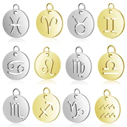 10 Pieces/lot 12 Constellation Zodiac Signs Charm Wholesale 316 Stainless Steel AAAAA Quality Pendants DIY Jewelry Charms