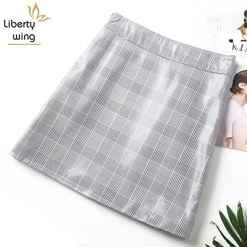 

Hot Sexy Women Plaid Mini High Waist Patent Sheepskin A Line Skirts Lady Party Top Quality Real Leather Skirt 3XL