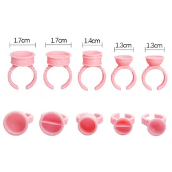 100 pcs/pack Pink Disposable Ring Cup Tattoo Pigment Ink Pallet Grafting Eyelash Glue Tray Adhesive Holder