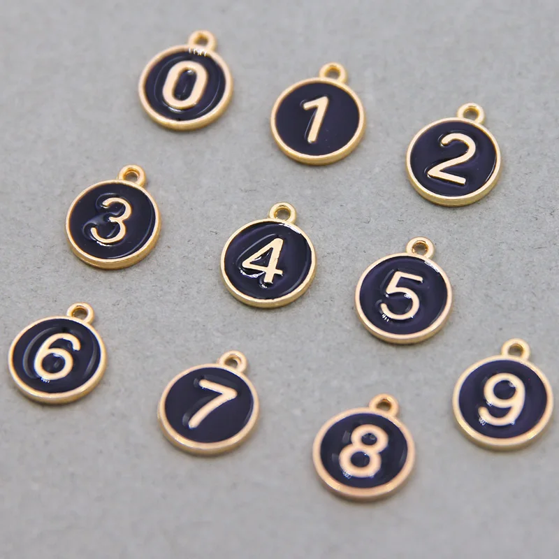 10PCs 12*15mm Zinc Alloy Charms Pendant Round Arabic numerals 