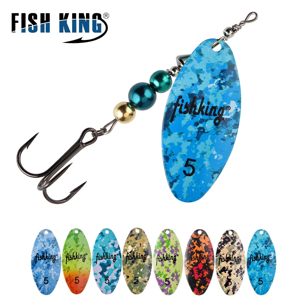 FISH KING Metal Spinner Bait Fishing Lures 5.8g 7.2g 9.2g 14.5g 20.5g Hard Arttificial Bait With Treble Hook For Bass Pike