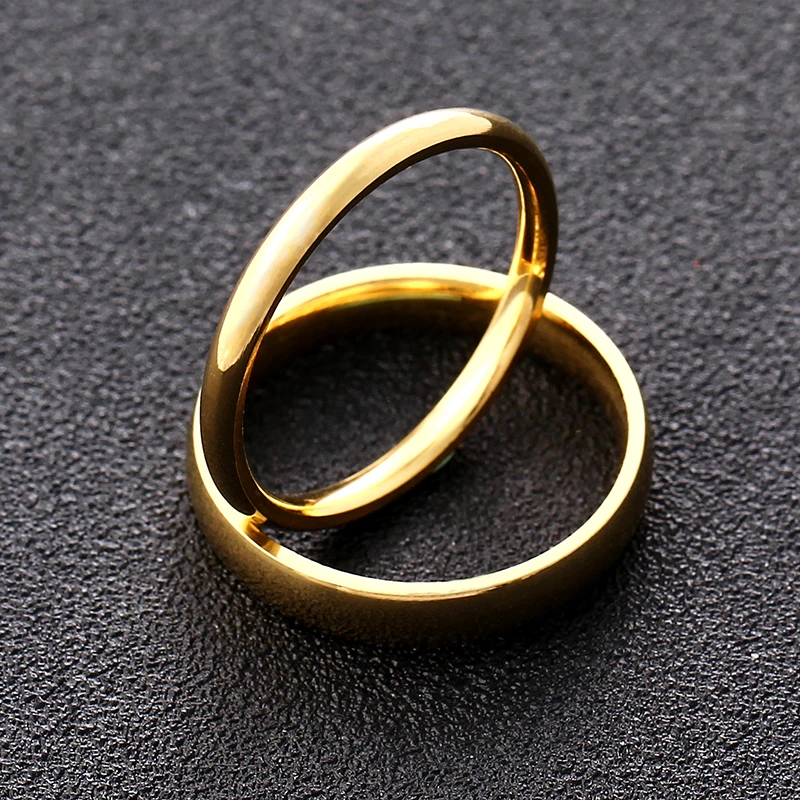 51JEWELRY4mm 2mm Gold Titanium Steel Couple Ring for Men and Women