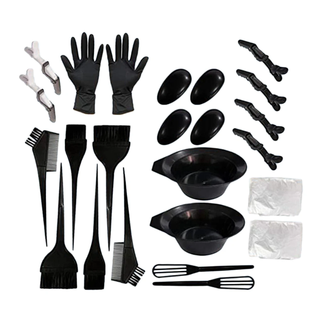 24/set Hair Coloring Mixing Bowl Salon Hair Brush Comb Earcap Hair Clips Dyeing Cape Barber Kit Hair Tint Tool Hair Dye Kit