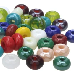 6*10mm 50pcs/Lot Glass Beads Abacus Shape Big Hole 3mm Mixed Color Lampwork Glazed DIY Necklace/Bracelet Making Jewelry