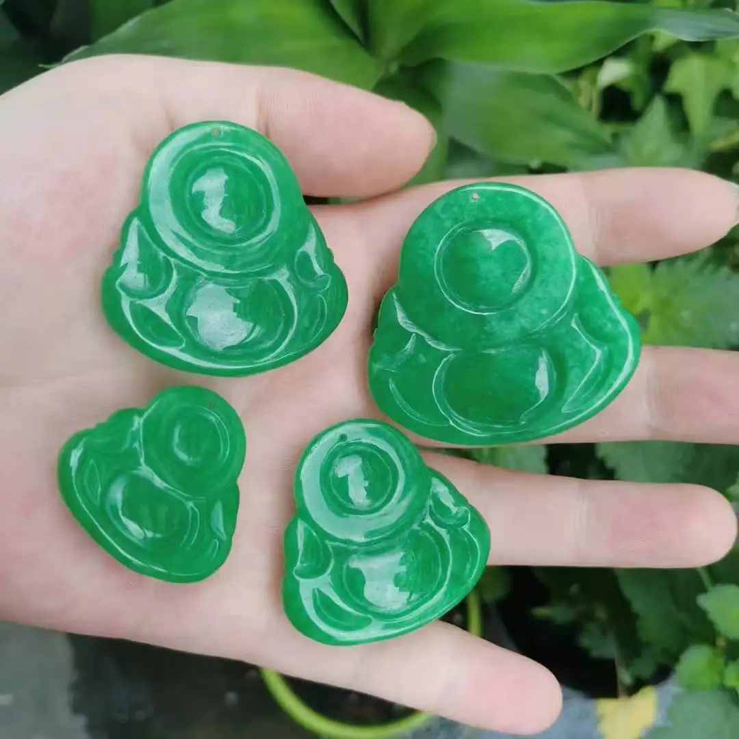 1pcs/lot natural green jade pendant green Buddha Guanyin sculptures accessories gem jewelry necklace folk-custom diy wisiorek