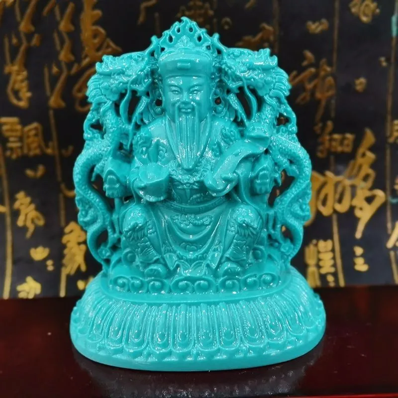 

Hand-Carved Chinese Natural Turquoise Statue Ssangyong God of Wealth Ornaments Statues et Sculptures