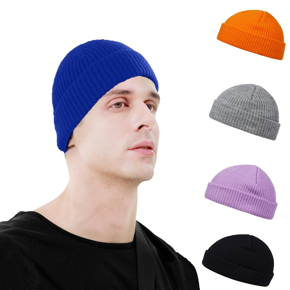 Unisex Autumn Winter Solid Acrylic Lengthened Melon Peel Beanies Hat For  Women Men Double Needle Outdoor Warm Cold Caps  YC4