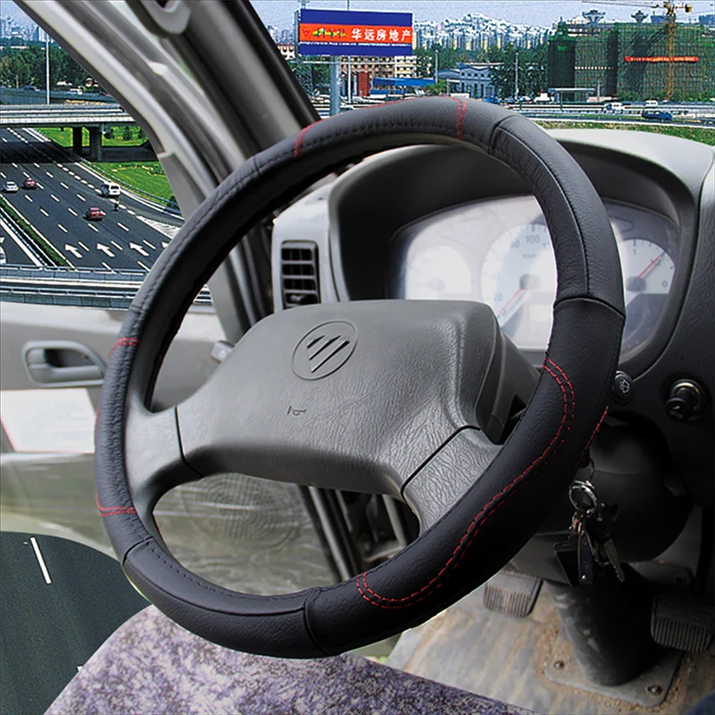 Genuine Leather Car Steering Wheel Cover Bus Truck Car For Diameters 36 38 40 42 45 47 50 CM Non-slip Wear-resistant Car Styling