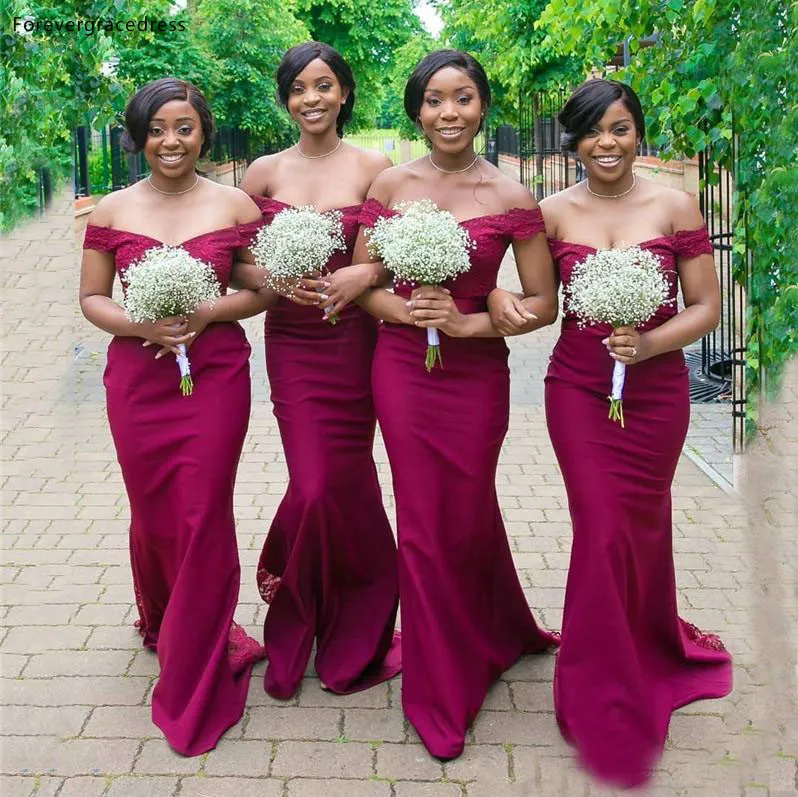 African Girls Mermaid Bridesmaid Dresses Off The Shoulder Maid of Honor Gowns Wedding Guest Tailor Made Plus Size Available