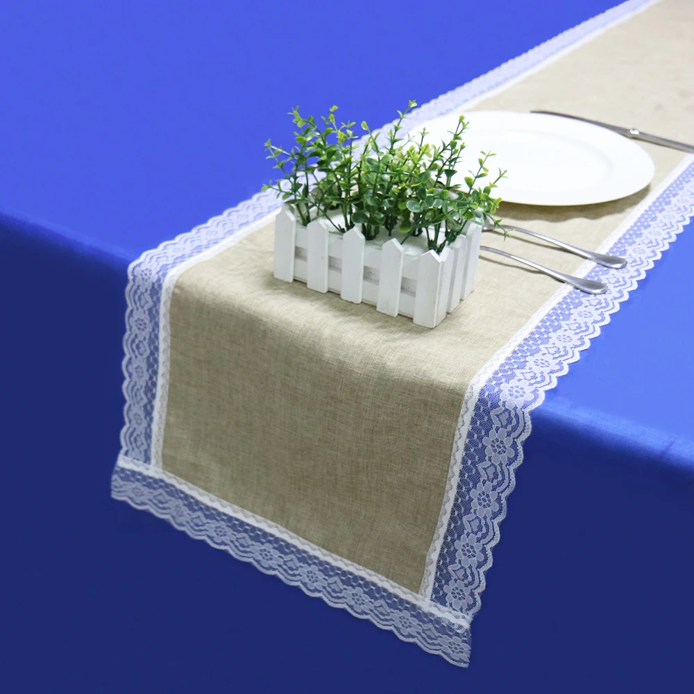 

Imitated Linen Lace Table Runner For Wedding Party Event Banquet Home Table Decoration Supply Table Cover Tablecloth Accessories