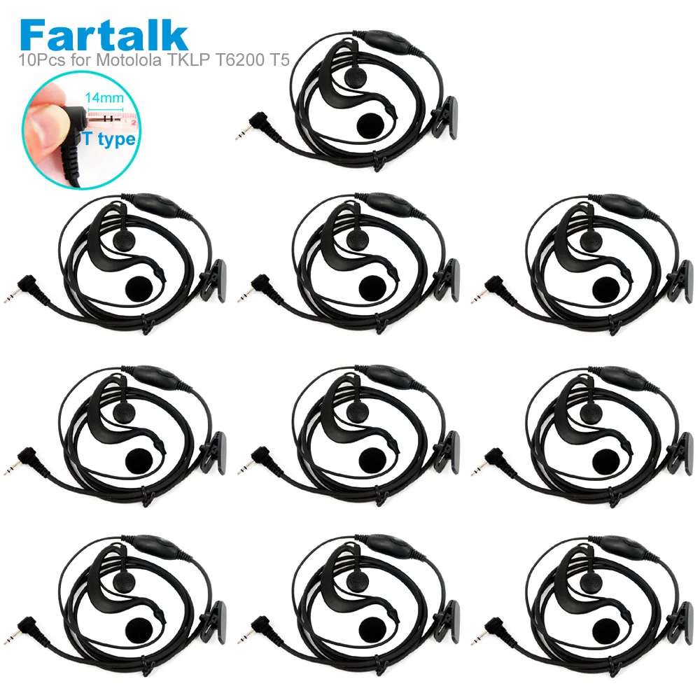 

10PCS Headset Earhook Earpiece Mic for Motorola Talkabout Radio TLKR T4 T5 T6 T6200 T6220 T280 T5900 FR50 Walkie Talkie