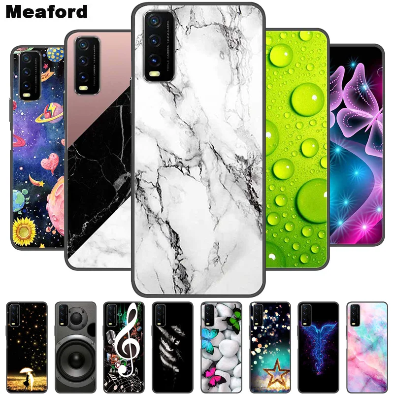 For Vivo Y20 Case Marble Soft Silicone Back Case for Vivo Y20S Y20 S Y 20i Phone Cover for Vivo V2027 Y20i Coque Funda Bag