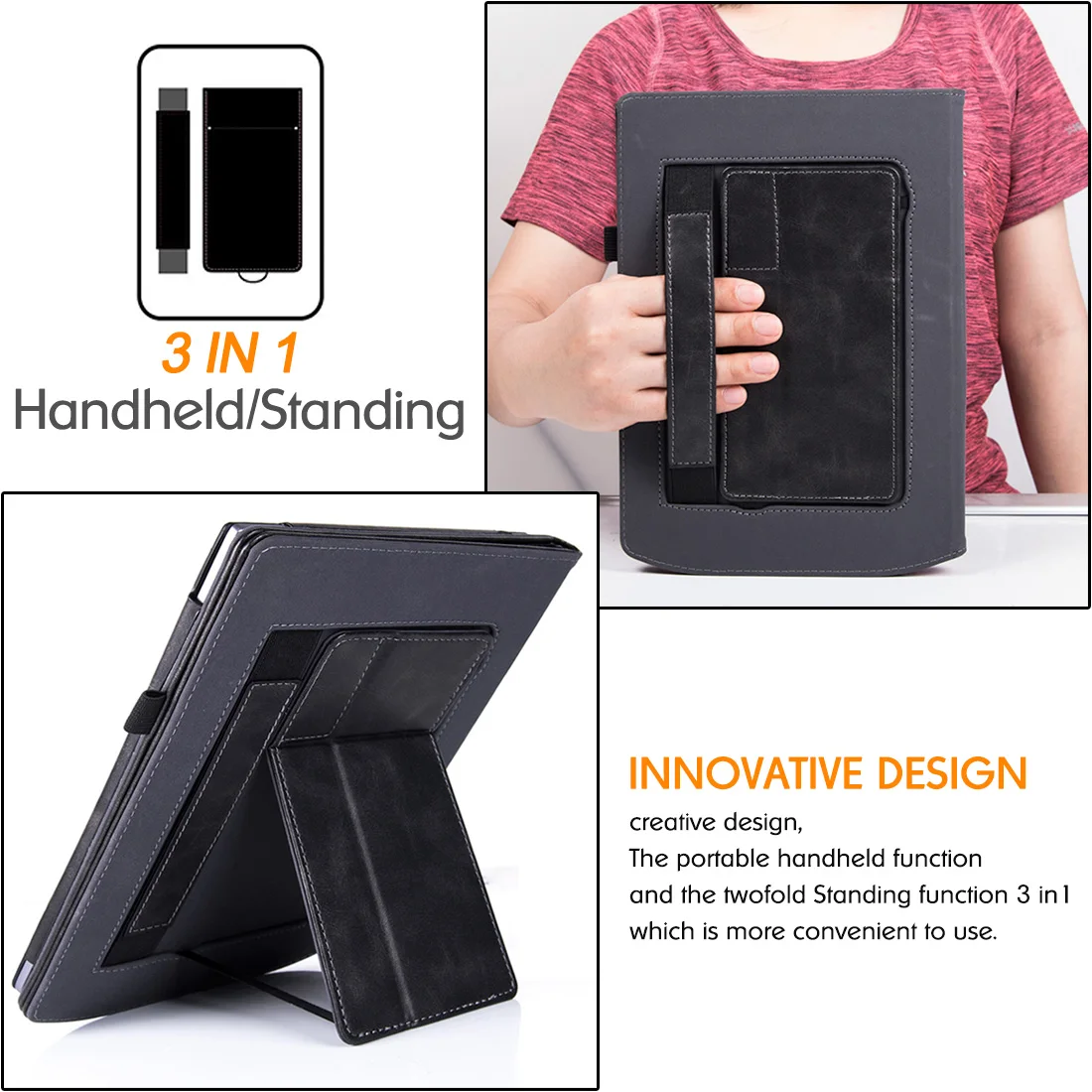 Standaard Hoesje Voor 10.3 "Pocketbook Inkpad X/Inkpad X Pro Tablet-Pu Lederen Hoes Met Handband/Auto Slaap/Waak