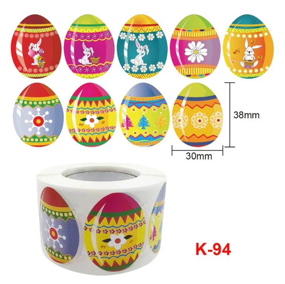 

New 30pcs/lot 500 Pieces Easter Egg Stickers 3 Patterns Easter Theme Stickers Eggs Roll Stickers Self-Adhesive Decorative