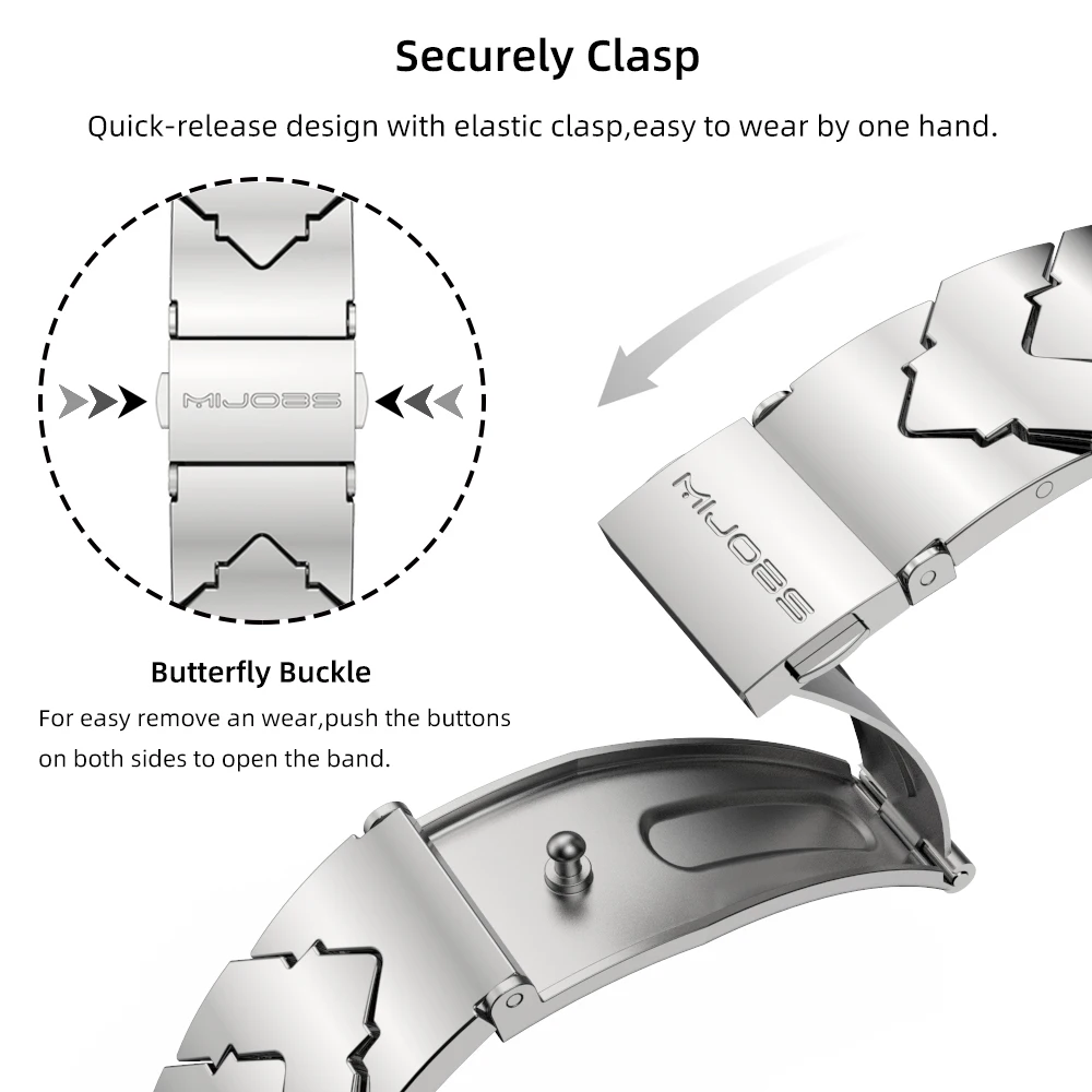 Mijobsストラップミバンド6 5 4 3金属リストバンドxiaomi miband 6ブレスレットmiバンド5ストラップpulseira miバンド5 4