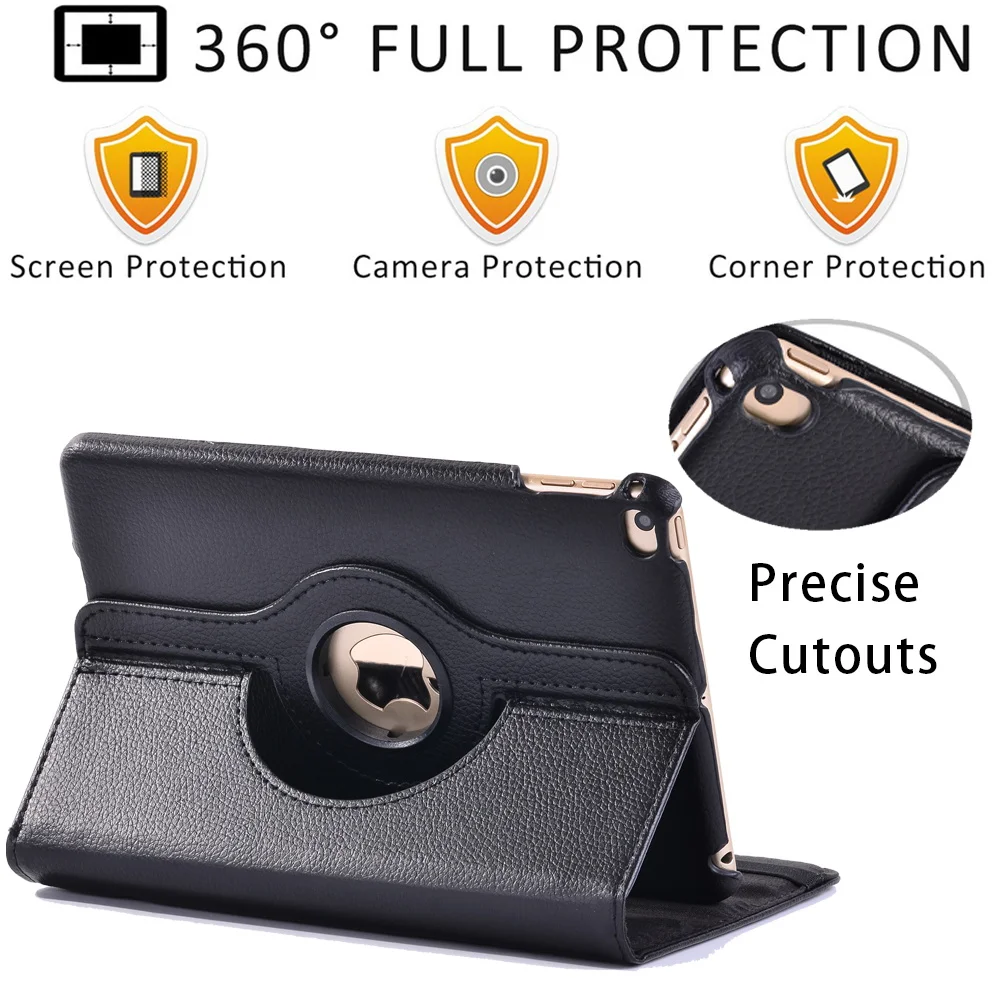 360 rotação tablet ipad caso para apple ipad mini 4/5 7.9 Polegada couro automático wake-up suporte escudo capa + stylus