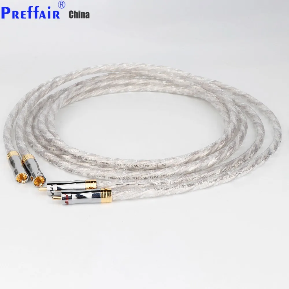 Preffair OFC Silver Plated RCA Cable Analog Cable 6N OFC Gold Plated RCA Male to Male Audio Cable