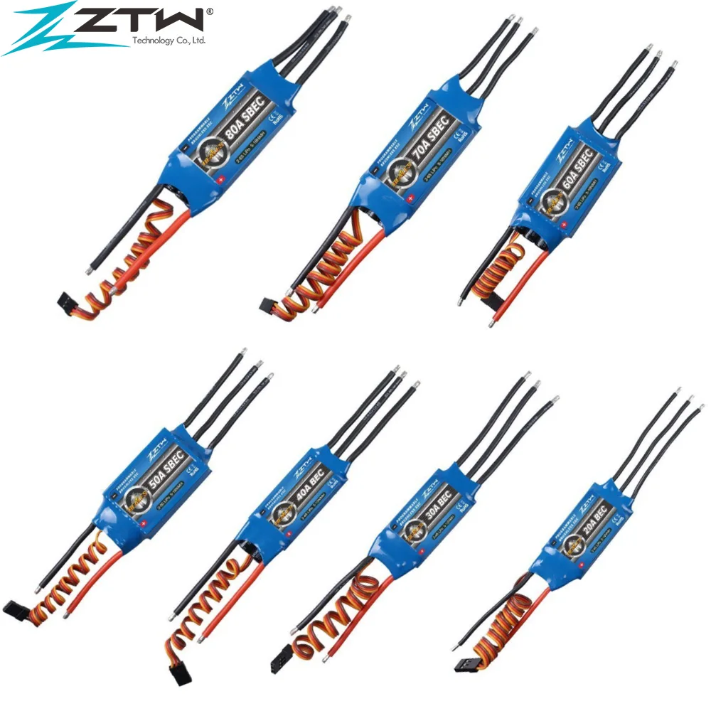 ZTW Beatle Series 2-6s 20A 30A 40A 50A 60A 80A Great Value Speed Controller ESC with Programe Card For RC Drone RC Helicopter