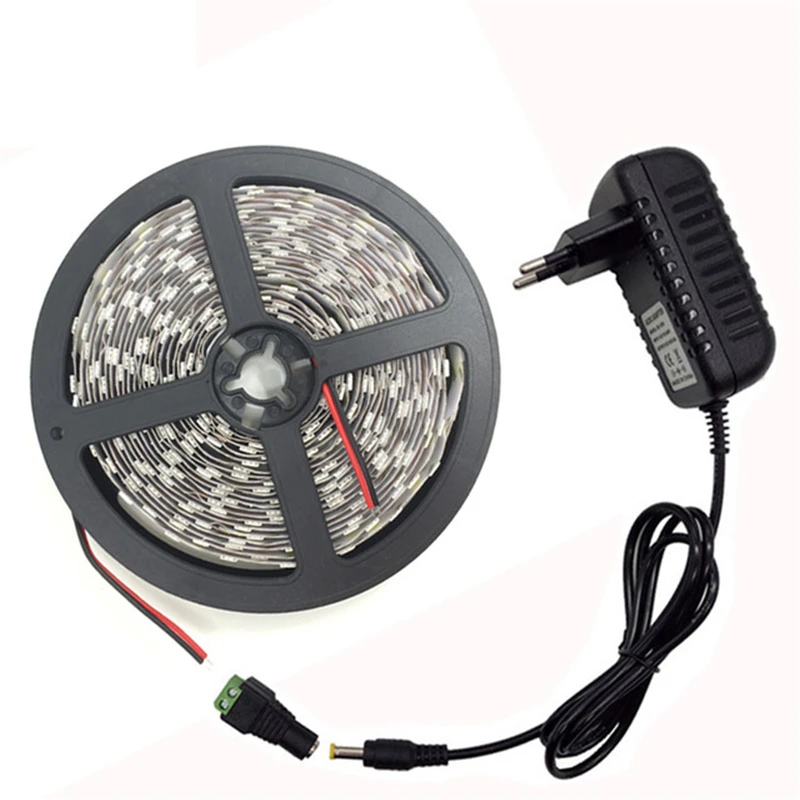 

5M/Pack Single Color White/ Warm white RGB 300 LEDs SMD 2835 LED Strip light + DC Female Adapter + DC 12V Power Supply Adapter