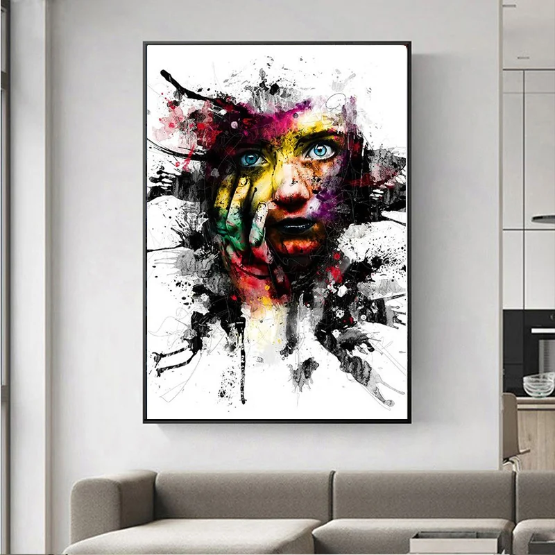 

Abstract Graffiti Art Girs Face Canvas Paintings On the Wall Art Posters And Prints Modern Street Art Pictures For Living Room