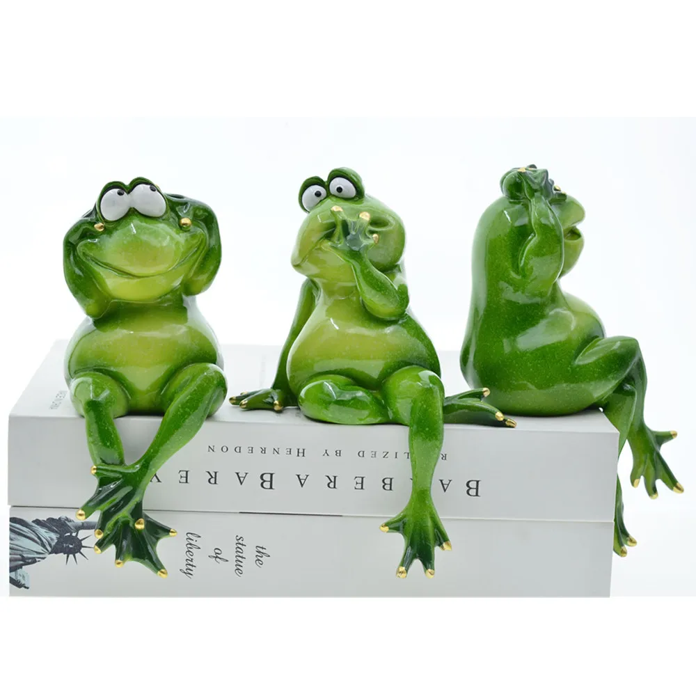 Imagem -03 - Myblue-miniatura Fairy Garden Frog Figurine Nordic Home Decoração Acessórios Decoração do Quarto Não Fale Não Olhe Pcs por Conjunto