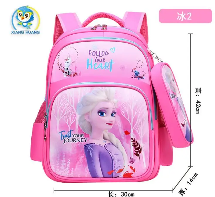 Disney-Mochila escolar de Frozen para niñas, morral de dibujos animados de Elsa y Anna, bolsa compuesta para estudiantes de primaria