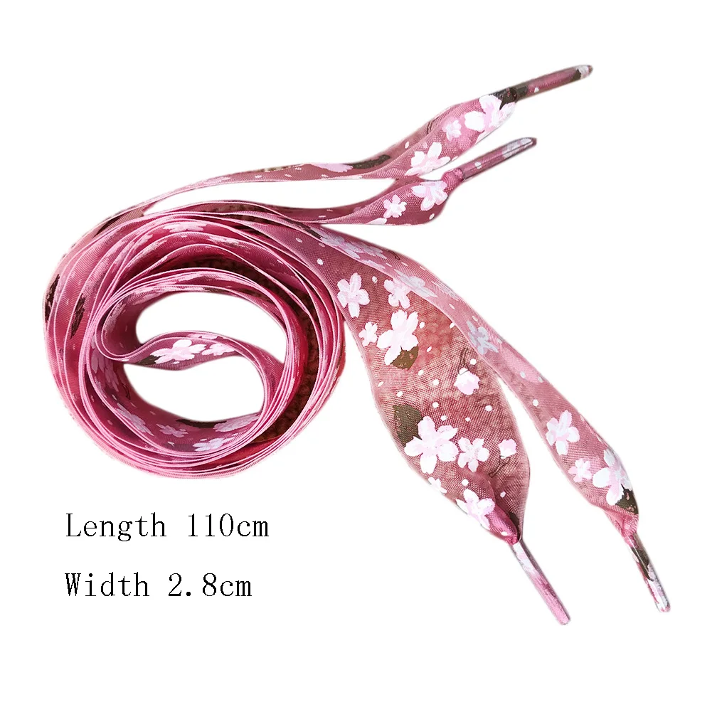 1Pair 110CM Snowflake Yarn Flat Satin Polyester Ribbon Shoelaces Shoe Laces Sneaker Party Sport Shoes Lace Strings Wholesale