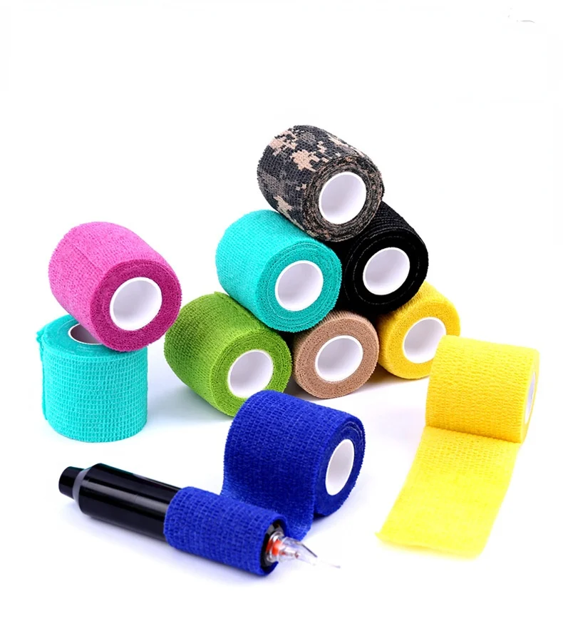 Tattoo Grip Bandage Cover Wrap 5cm Nonwoven Waterproof Self Adhesive Finger Wrist Protection Disposable Elastic for Handle Tube