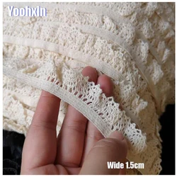 1.5cm Wide New Cotton Embroidery Flower Lace Collar Fabric Sewing Applique DIY Fringe Ribbon Trim Tassel Dress Guipure Decor