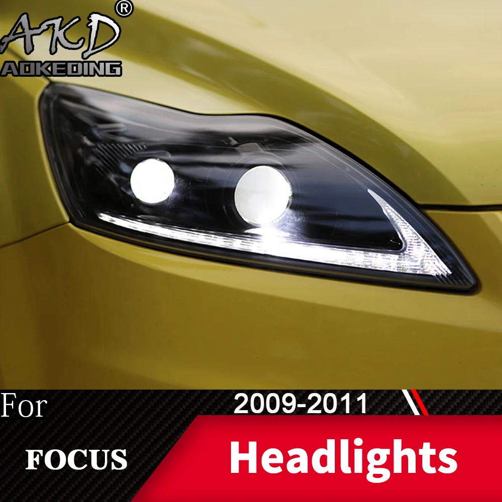 Lampa czołowa do samochodu Ford Focus 2009-2011 Focus MK2 reflektory światła przeciwmgielne światła do jazdy dziennej DRL H7 LED Bi Xenon żarówki akcesoria samochodowe