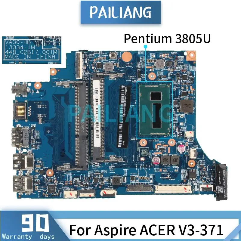 Imagem -02 - Parpailiang-placa-mãe para Notebook Aspire Placa Principal 133341m Sr210 Testado V3371 Pentium 3805u