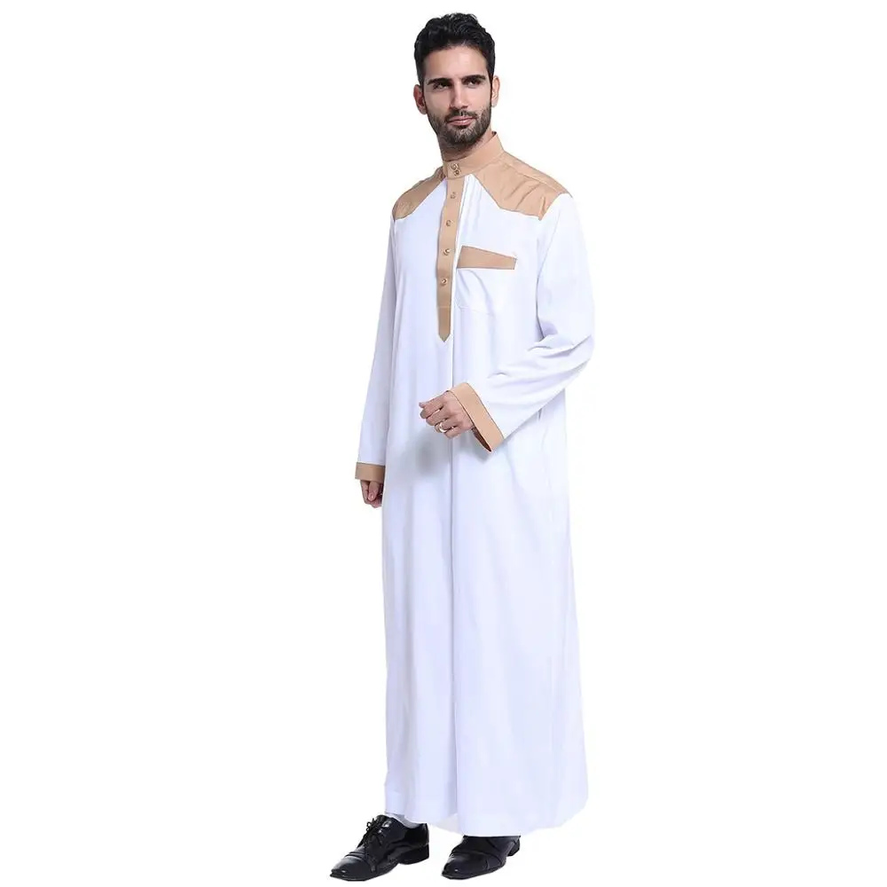 Hanyimidoo Muslim Abaya for Men Jubba Thobe Middle East Long Robes Kaftan Arab Dubai Adult Long sleeve Islamic Clothing