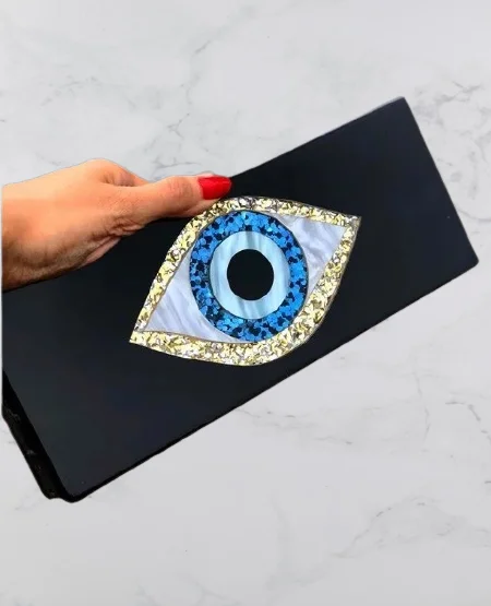 

Evil Eye Two Colors Long Acrylic Wallet Purse Handbags Brand Shoulder Messenger Travel Party Wedding Box Clutches Lady Girl Bag