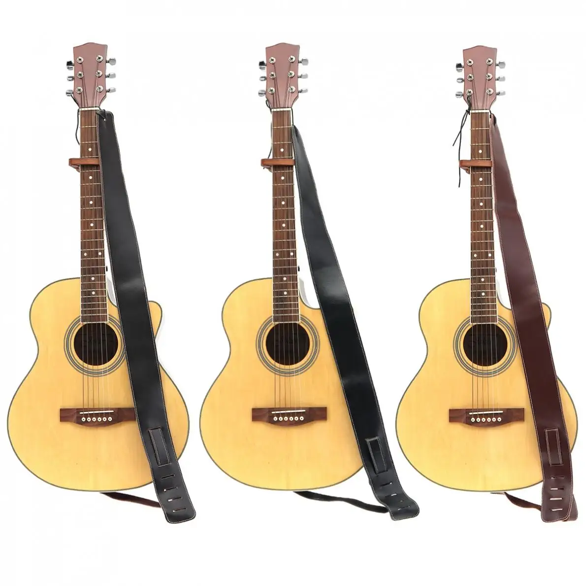 Guitar Strap Adjustable Genuine Leather Suede Cowhide Guitar Strap for Acoustic Electric Guitar Bass