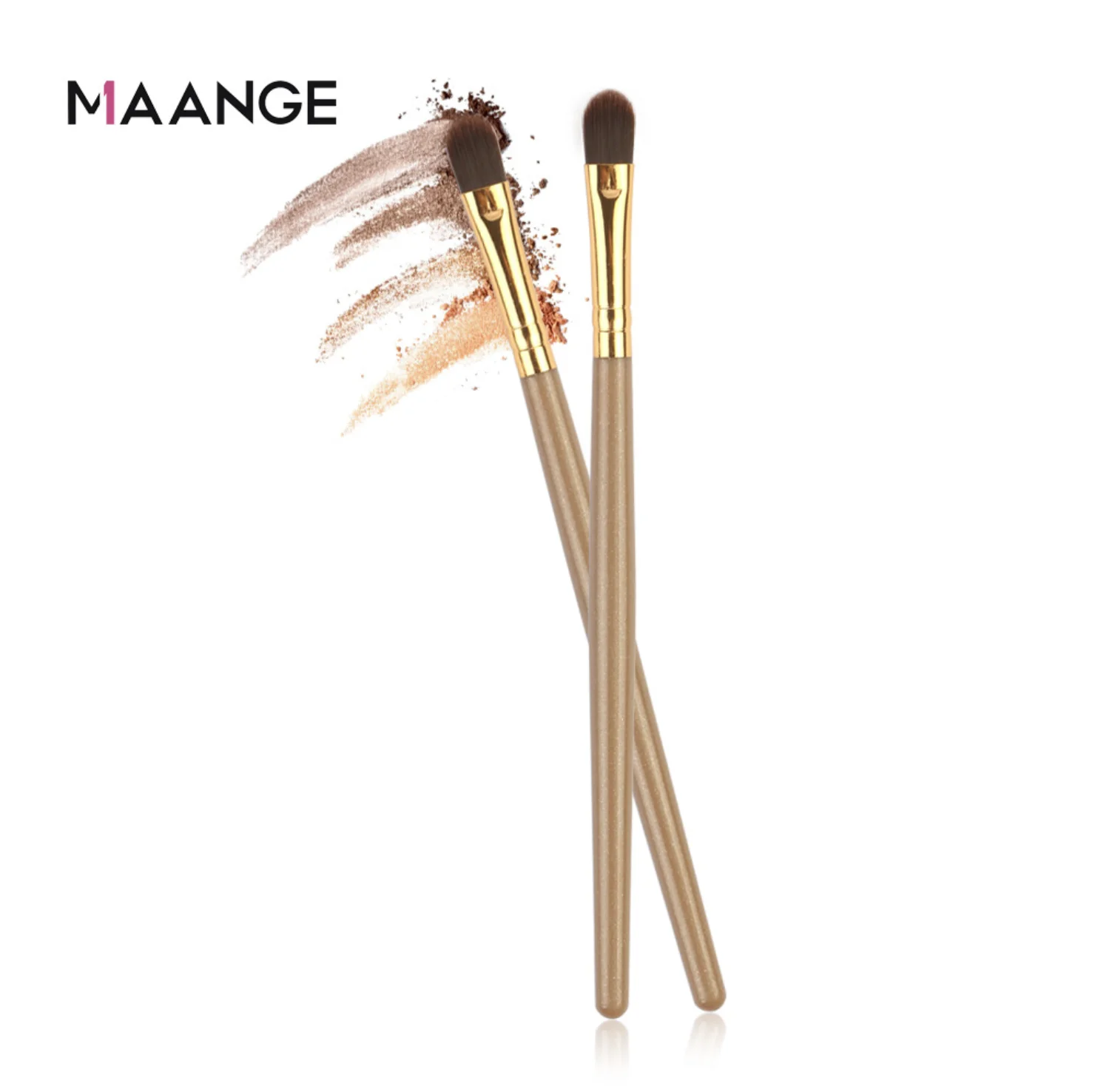 MAANGE – correcteur professionnel pour les yeux, pinceau marron, pour fard à paupières, pinceau plat, pour une couverture complète et un mélange de précision, 2 pièces