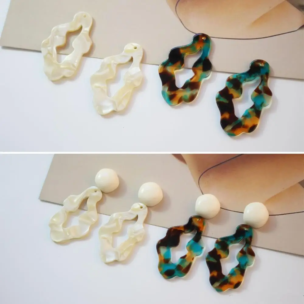 Summer style 30pcs/lot color print geometry Irregular shape acrylic beads diy jewelry earring/garment accessory