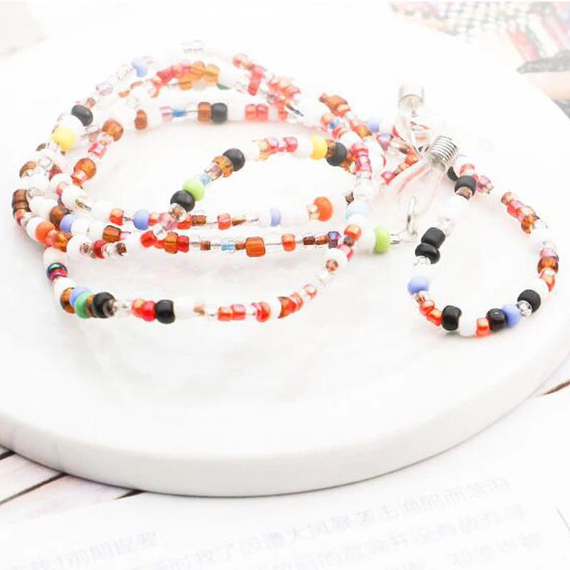 Acrylic Handmade Colored Beads Lanyards Round Bead Chains for Glasses Prevent Fading Allergies Protect with Sunglasses Hold