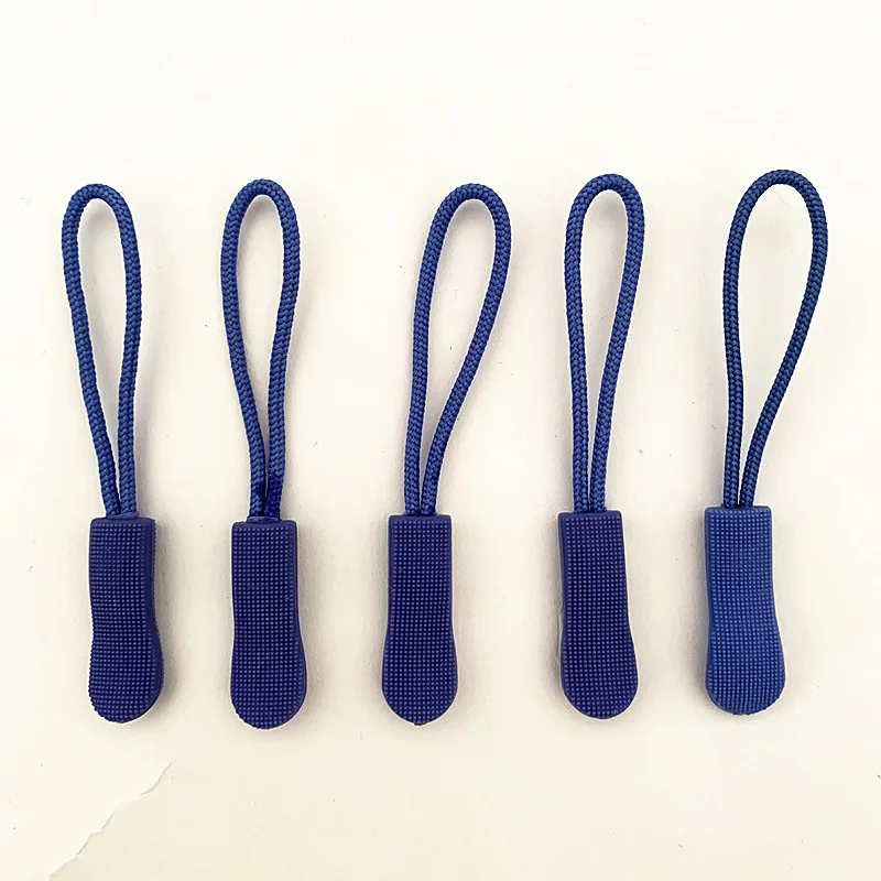 10pcs Dark blue zipper PU zipper handle injection zipper PCV Drawstring head