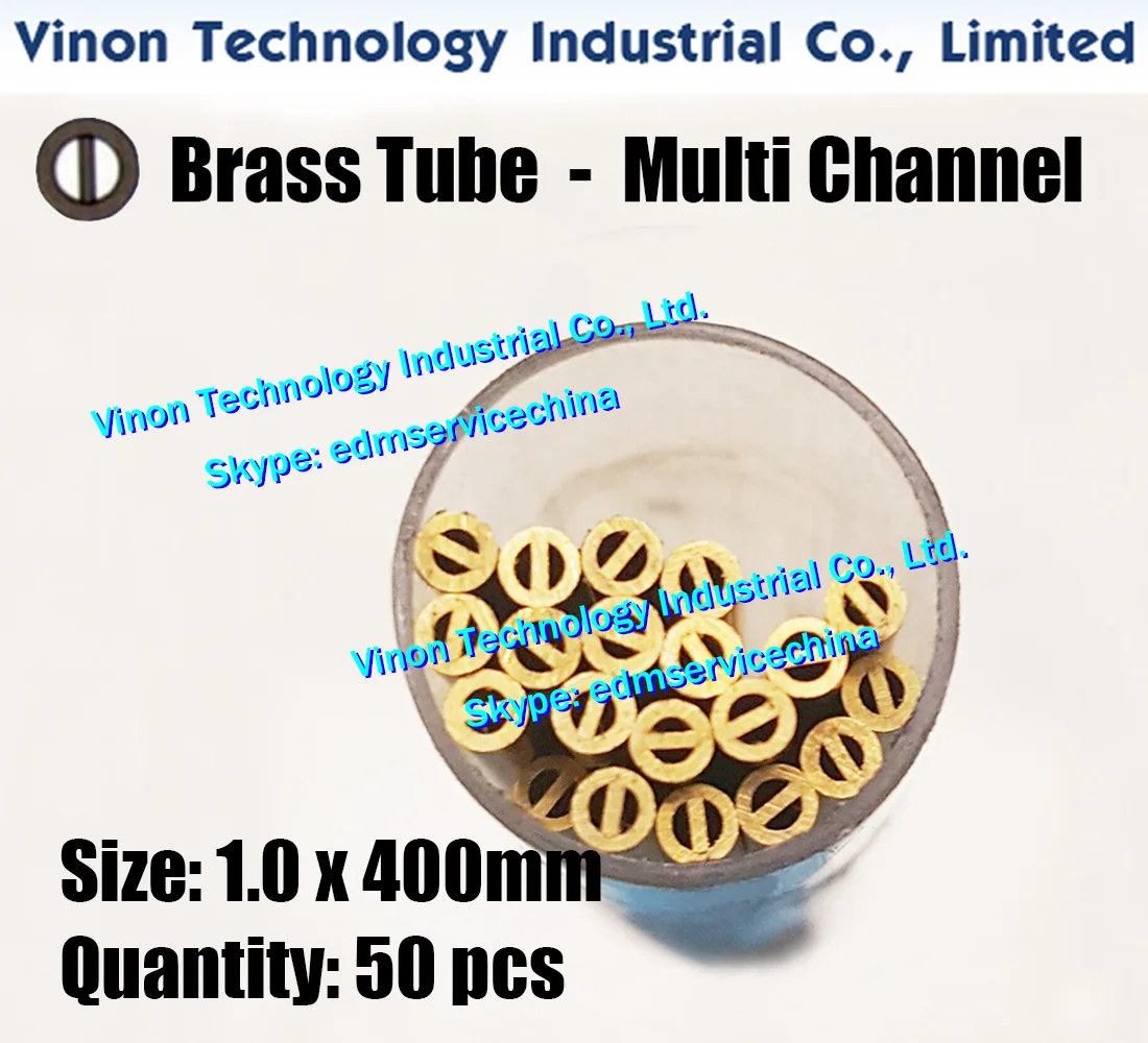 

(50pcs/bag) 1.0x400MM Brass Tube Multi-Channel, Brass EDM Tubing Dia. 1.0mm Length 400mm, Electrode Tube Multihole EDM DRILLING