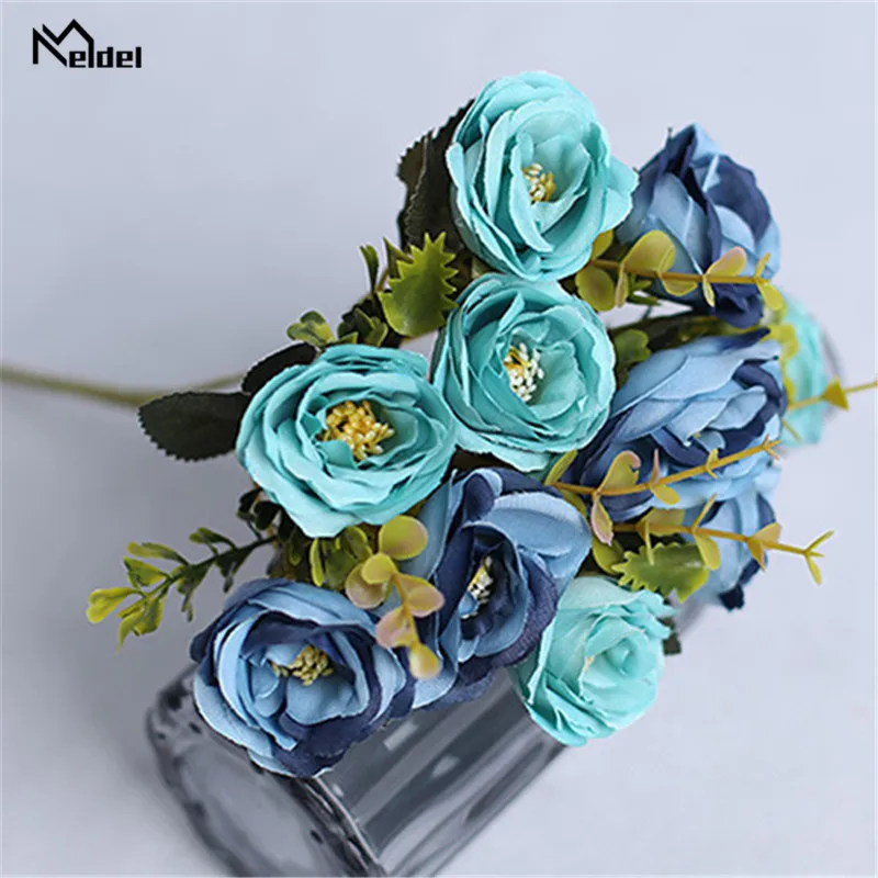 Kunstzijde Rozen Bloemen Boeket 7 Hoofden Rozen Flores Bruidsboeket Bruiloft Tafel Thuis Party Diy Decor Nep Bloemen Rozen