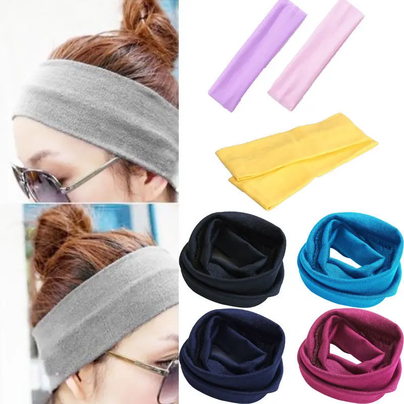 1PC Headband Women/Men Cotton Sweat Sweatband Headband Yoga Gym Stretch Head Band For Sport elasticity Sweat Bands Sports Safety