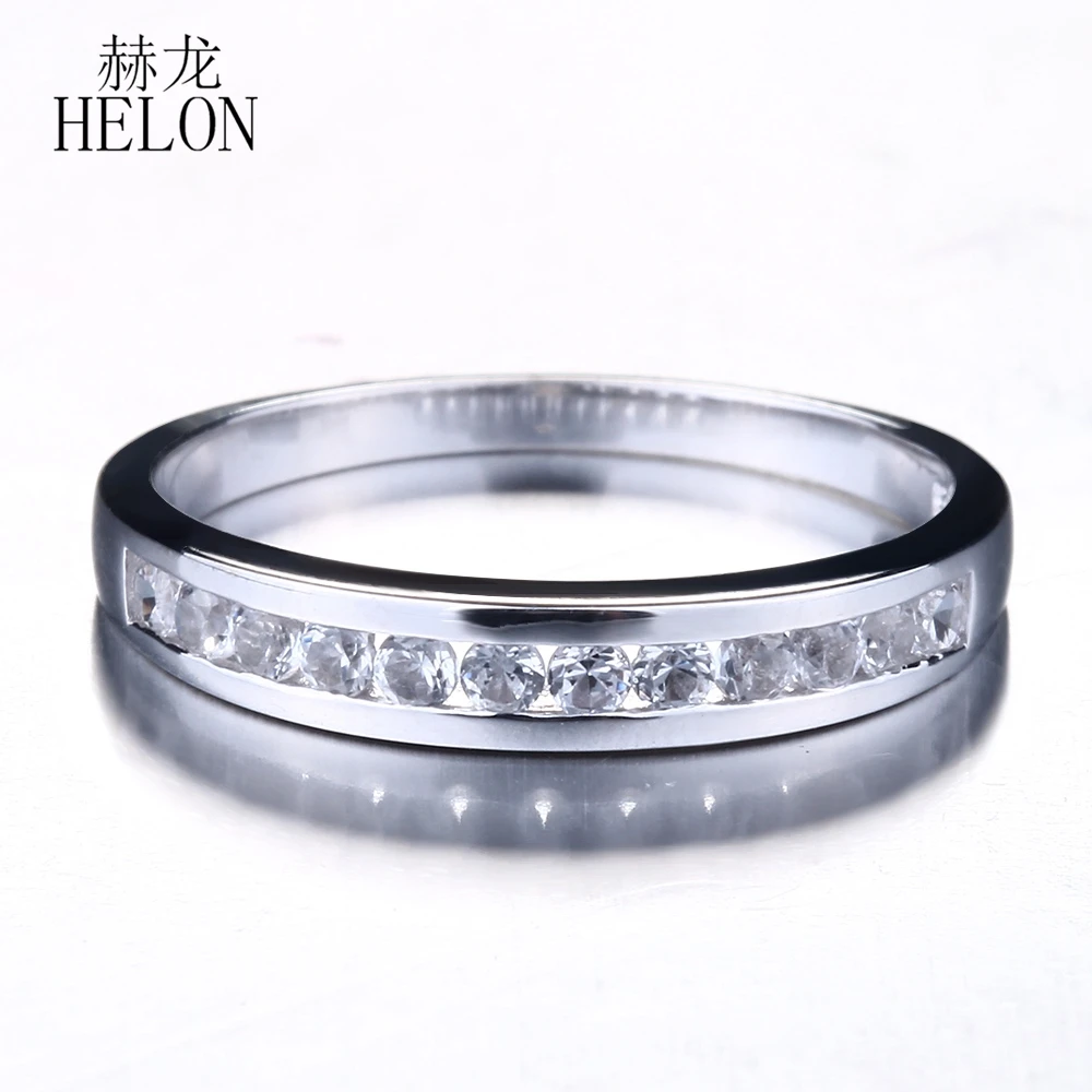 

HELON Moissanite Ring Solid 10k White Gold VVS/DEF Color Lab Grown Moissanite Diamond Engagement Wedding Ring Women Fine Jewelry