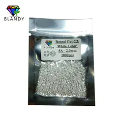 Piedras de circonia cúbica blanca, 1000 unids/lote/bolsa, calidad 5A, 0,7mm ~ 3,0mm, corte redondo, gemas sintéticas sueltas para joyería de fundición de cera