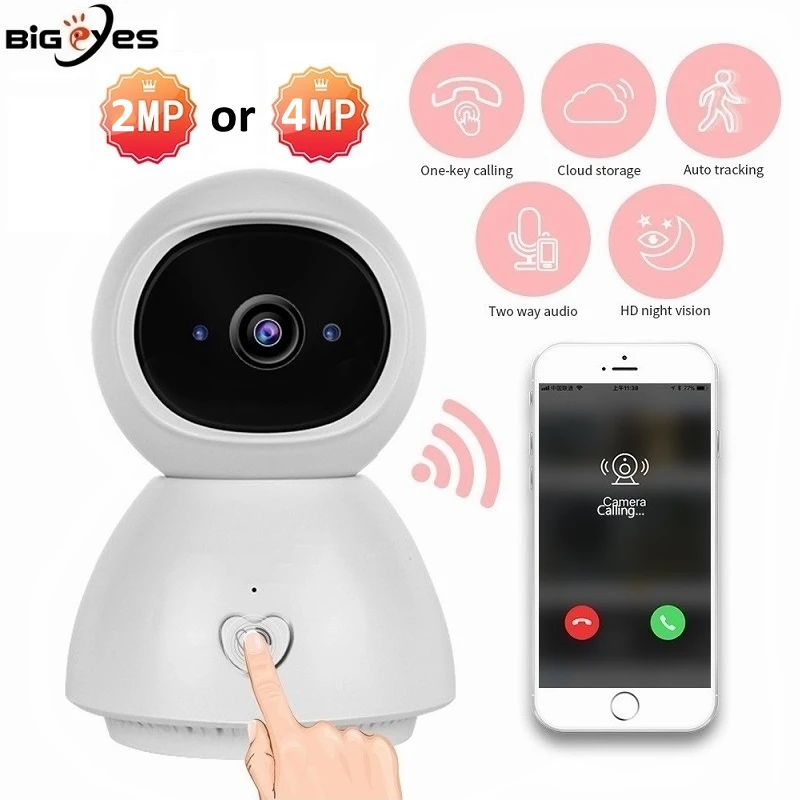 2MP and 4MP HD WiFi Camera TUYA YCC365 Security Camera Indoor with Pan/Tilt One Key Calling Auto Tracking CCTV WiFi IP Camera