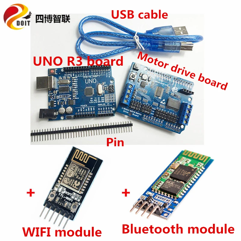 

WiFi Bluetooth Chassis Control Kit for arduino Development Board Motor Servo Drive Board Wifi ModuleRC Robot Part For Arduino