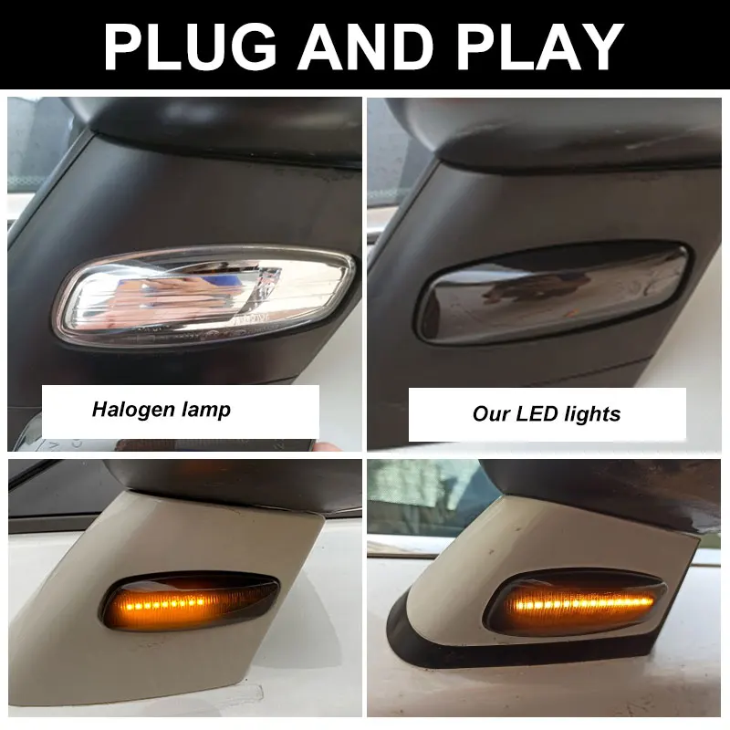 2pcs NO Dynamic For Citroen C3 C4 C5 DS3 DS4 For Peugeot 207 308 3008 5008 RCZ LED Side Marker Lights Turn Signal Light Blinker