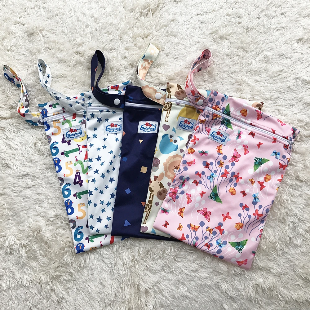 ONSALE Babyland 5pcs/Lot Waterproof Wet Bags Multi Function Zipper Bags 20x30CM Diaper Bags Nappy Bags Wetbags Prints Colors