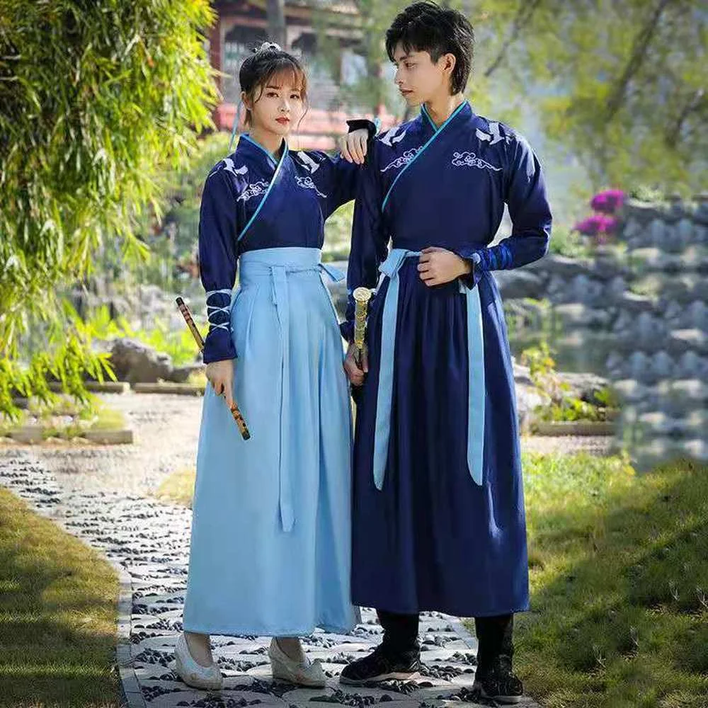 Holloween Costum Couple Chinese Traditional Hanfu Dresses Women Men National Suit Cosplay Outfit Stage Dress Folk Dance Costume