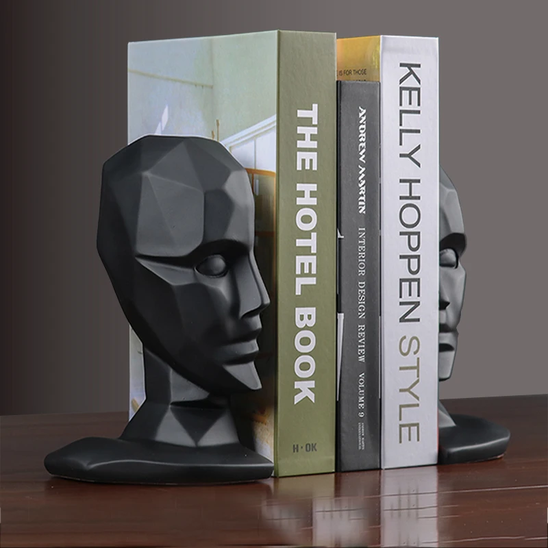 

Resin Human Face Brain Bookends Vintage Book Stand Adjustable Bookshelf Stand For Books Home Office Decorations Desk Organizer